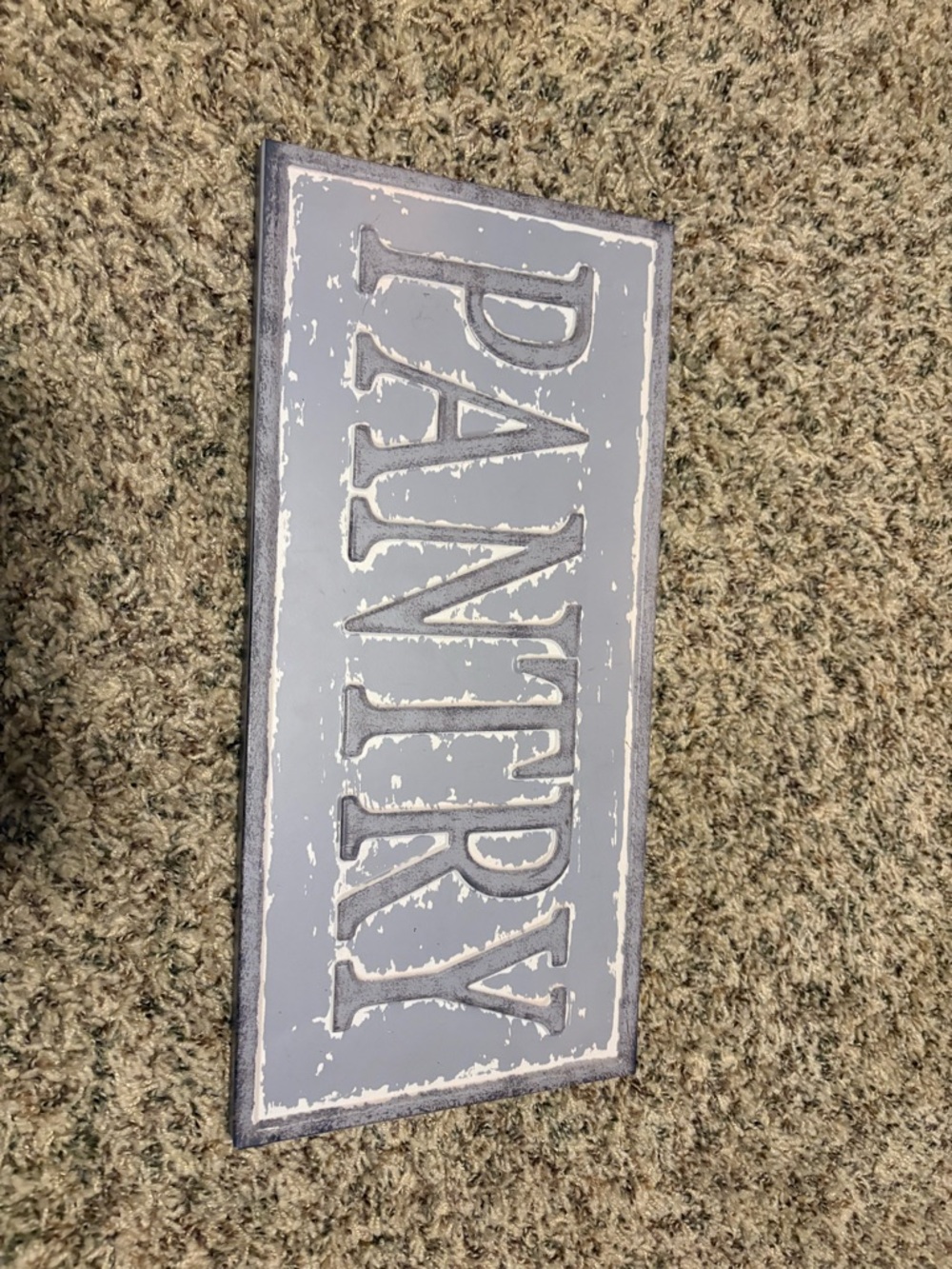 Distressed "PANTRY" Wall Sign in Light Gray